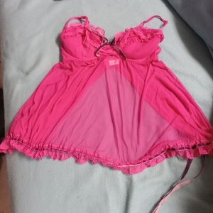 Hot pink and purple Cassandra's intimates sheer babyboll lingerie size medium